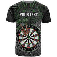 Personalised New Zealand Darts T Shirt Dartboard Maori Fern Puhoro Art