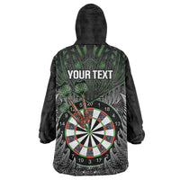 Personalised New Zealand Darts Wearable Blanket Hoodie Dartboard Maori Fern Puhoro Art