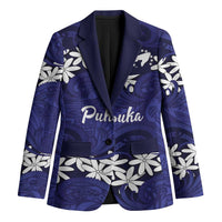 Personalised Cook Islands Pukapuka Blazer Tiare Maori Polynesian Waves Tattoo