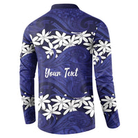 Personalised Cook Islands Pukapuka Button Sweatshirt Tiare Maori Polynesian Waves Tattoo