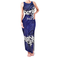 Personalised Cook Islands Pukapuka Family Matching Tank Maxi Dress and Hawaiian Shirt Tiare Maori Polynesian Waves Tattoo LT14 Mom's Dress Blue - Polynesian Pride