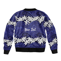 Personalised Cook Islands Pukapuka Sleeve Zip Bomber Jacket Tiare Maori Polynesian Waves Tattoo LT14 - Polynesian Pride