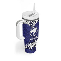 Personalised Cook Islands Pukapuka Tumbler With Handle Tiare Maori Polynesian Waves Tattoo