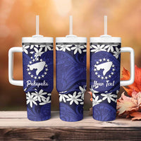 Personalised Cook Islands Pukapuka Tumbler With Handle Tiare Maori Polynesian Waves Tattoo
