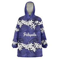 Personalised Cook Islands Pukapuka Wearable Blanket Hoodie Tiare Maori Polynesian Waves Tattoo