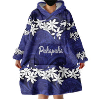 Personalised Cook Islands Pukapuka Wearable Blanket Hoodie Tiare Maori Polynesian Waves Tattoo