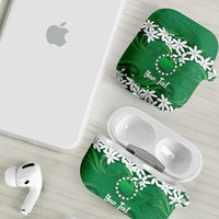 Personalised Cook Islands Rarotonga AirPods Case Tiare Maori Polynesian Waves Tattoo