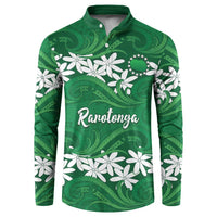 Personalised Cook Islands Rarotonga Button Sweatshirt Tiare Maori Polynesian Waves Tattoo