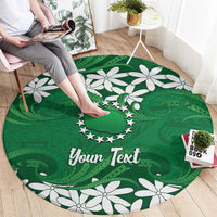 Personalised Cook Islands Rarotonga Round Carpet Tiare Maori Polynesian Waves Tattoo