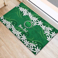 Personalised Cook Islands Rarotonga Rubber Doormat Tiare Maori Polynesian Waves Tattoo