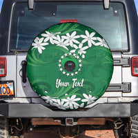 Personalised Cook Islands Rarotonga Spare Tire Cover Tiare Maori Polynesian Waves Tattoo LT14 Green - Polynesian Pride