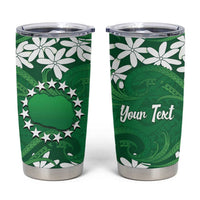 Personalised Cook Islands Rarotonga Tumbler Cup Tiare Maori Polynesian Waves Tattoo