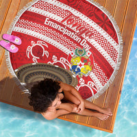 Kingdom Of Tonga Emancipation Day Beach Blanket Tongan Ngatu With Kumete Red