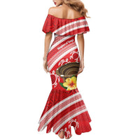 Kingdom Of Tonga Emancipation Day Family Matching Mermaid Dress and Hawaiian Shirt Tongan Ngatu With Kumete Red