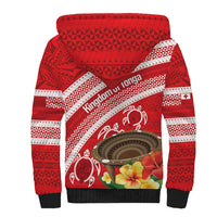 Kingdom Of Tonga Emancipation Day Sherpa Hoodie Tongan Ngatu With Kumete Red