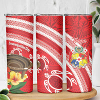 Kingdom Of Tonga Emancipation Day Skinny Tumbler Tongan Ngatu With Kumete Red LT14 - Polynesian Pride