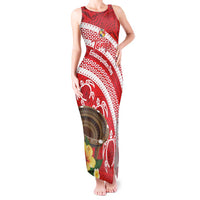 Kingdom Of Tonga Emancipation Day Tank Maxi Dress Tongan Ngatu With Kumete Red