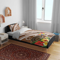 Kingdom Of Tonga Emancipation Day Bedding Set Tongan Ngatu With Kumete Brown