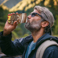 Kingdom Of Tonga Emancipation Day 4 in 1 Can Cooler Tumbler Tongan Ngatu With Kumete Brown