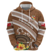 Kingdom Of Tonga Emancipation Day Hoodie Tongan Ngatu With Kumete Brown