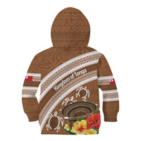 Kingdom Of Tonga Emancipation Day Kid Hoodie Tongan Ngatu With Kumete Brown