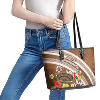 Kingdom Of Tonga Emancipation Day Leather Tote Bag Tongan Ngatu With Kumete Brown