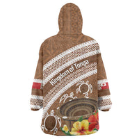 Kingdom Of Tonga Emancipation Day Wearable Blanket Hoodie Tongan Ngatu With Kumete Brown