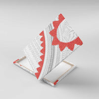 Tonga White Sunday Canvas Wall Art Heilala Flowers Tongan Ngatu Pattern