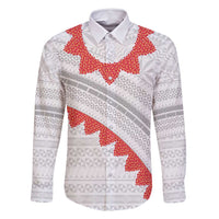 Tonga White Sunday Family Matching Tank Maxi Dress and Hawaiian Shirt Heilala Flowers Tongan Ngatu Pattern