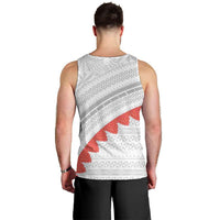 Tonga White Sunday Men Tank Top Heilala Flowers Tongan Ngatu Pattern