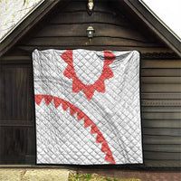 Tonga White Sunday Quilt Heilala Flowers Tongan Ngatu Pattern