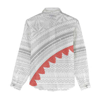 Tonga White Sunday Women Casual Shirt Heilala Flowers Tongan Ngatu Pattern