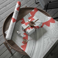 Tonga White Sunday Wrapping Paper Heilala Flowers Tongan Ngatu Pattern - Polynesian Pride