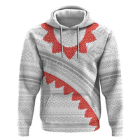 Tonga White Sunday Zip Hoodie Heilala Flowers Tongan Ngatu Pattern