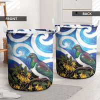 Kekeru New Zealand Matariki Laundry Basket Kukupa Kowhai Maori New Year Blue Version
