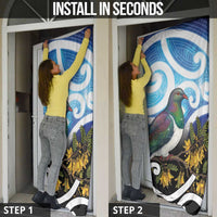 Kekeru New Zealand Matariki Door Cover Kukupa Kowhai Maori New Year Blue Version