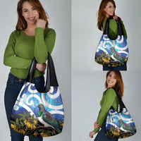 Kekeru New Zealand Matariki Grocery Bag Kukupa Kowhai Maori New Year Blue Version