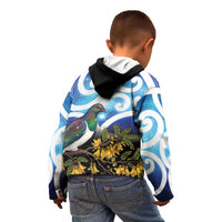 Kekeru New Zealand Matariki Kid Hoodie Kukupa Kowhai Maori New Year Blue Version LT14 - Polynesian Pride