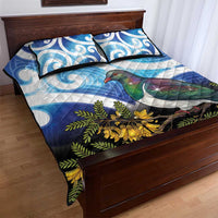 Kekeru New Zealand Matariki Quilt Bed Set Kukupa Kowhai Maori New Year Blue Version