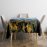 Kekeru New Zealand Matariki Tablecloth Kukupa Kowhai Maori New Year Blue Version