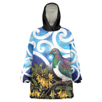 Kekeru New Zealand Matariki Wearable Blanket Hoodie Kukupa Kowhai Maori New Year Blue Version LT14 One Size Blue - Polynesian Pride