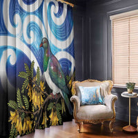 Kekeru New Zealand Matariki Window Curtain Kukupa Kowhai Maori New Year Blue Version