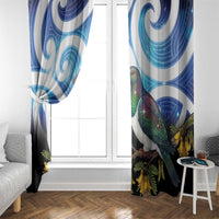 Kekeru New Zealand Matariki Window Curtain Kukupa Kowhai Maori New Year Blue Version