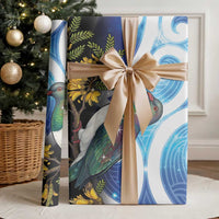 Kekeru New Zealand Matariki Wrapping Paper Kukupa Kowhai Maori New Year Blue Version