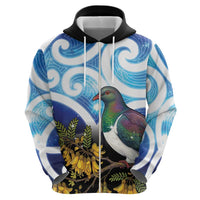 Kekeru New Zealand Matariki Zip Hoodie Kukupa Kowhai Maori New Year Blue Version LT14 - Polynesian Pride