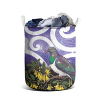 Kekeru New Zealand Matariki Laundry Basket Kukupa Kowhai Maori New Year Purple Version