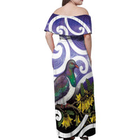 Kekeru New Zealand Matariki Family Matching Off Shoulder Maxi Dress and Hawaiian Shirt Kukupa Kowhai Maori New Year Purple Version LT14 - Polynesian Pride