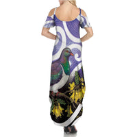Kekeru New Zealand Matariki Family Matching Summer Maxi Dress and Hawaiian Shirt Kukupa Kowhai Maori New Year Purple Version LT14 - Polynesian Pride