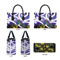 Kekeru New Zealand Matariki Leather Bag Kukupa Kowhai Maori New Year Purple Version