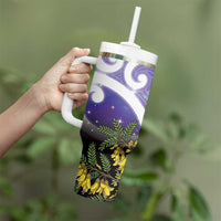 Kekeru New Zealand Matariki Tumbler With Handle Kukupa Kowhai Maori New Year Purple Version LT14 - Polynesian Pride